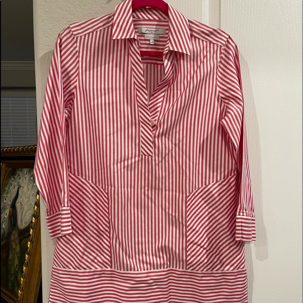 Red and White Striped Foxcroft Women’s Top Size 4